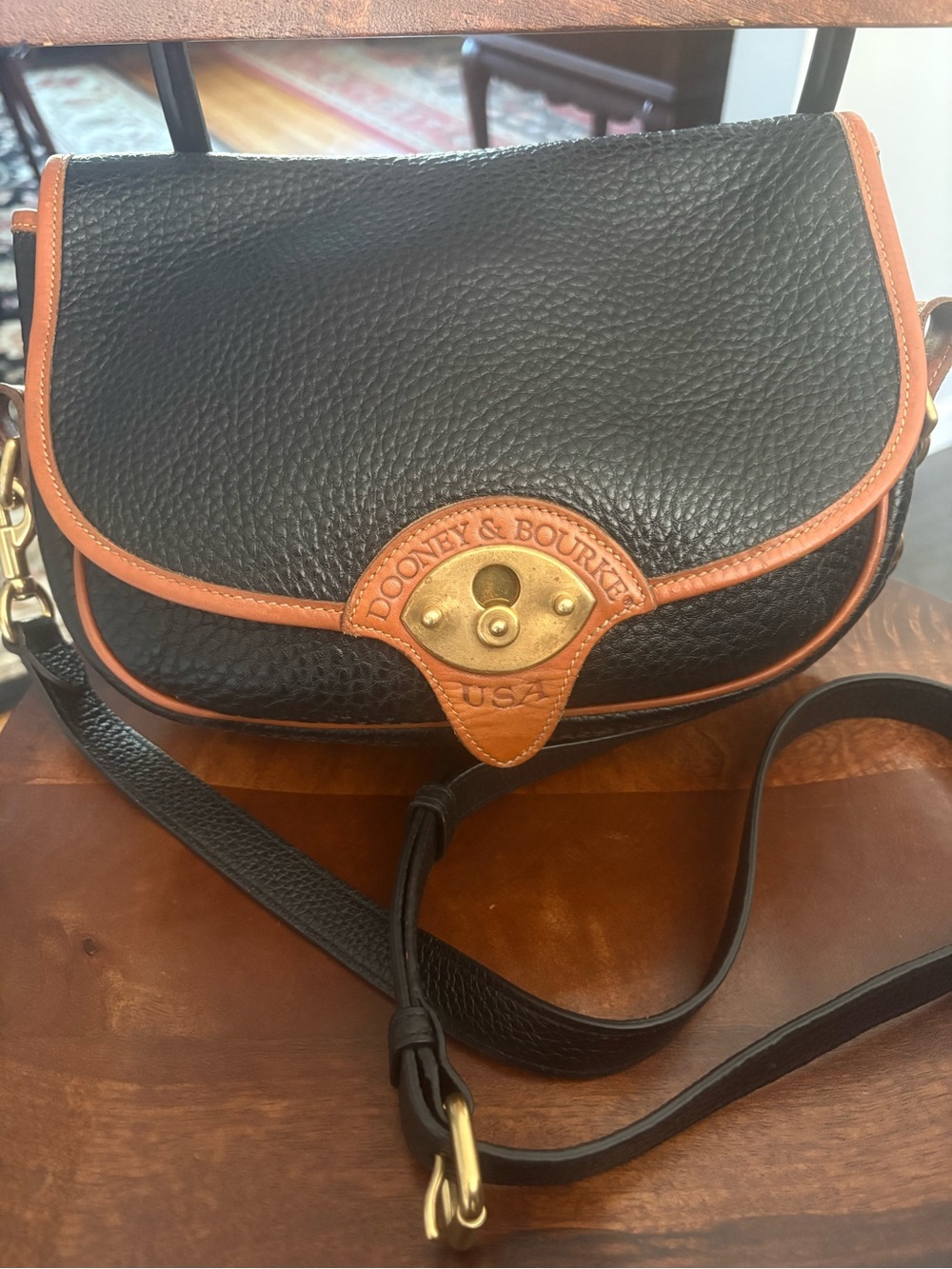 Vintage Dooney & Bourke AWL Cavalry Trooper Bag with British Tan Trim